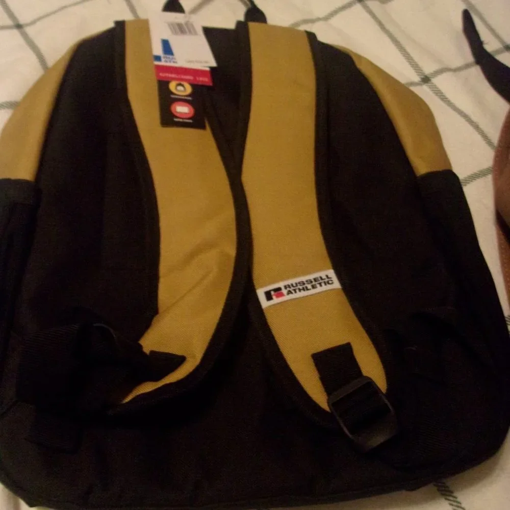 NEW NWT Russell Athletic Zippered Backpack Back Pack Gold and Black